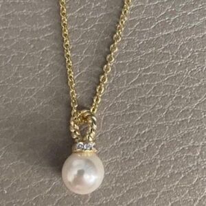 David Yurman Gold Necklace with Pearl Pendant